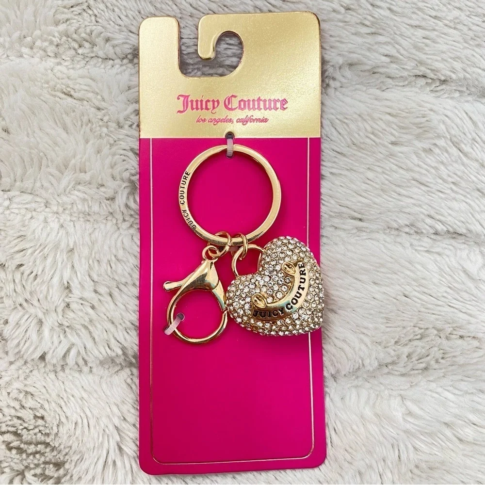 Juicy Couture Gold Pave Heart Purse Charm Keychain